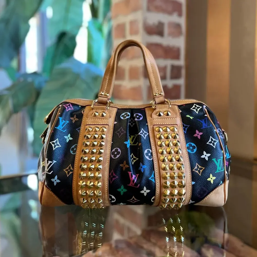 Louis Vuitton Black Multicolor Monogram Studded Murakami Courtney MM Bag